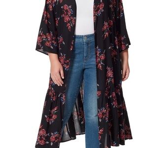 Jessica Simpson Black Floral Kimono Size L